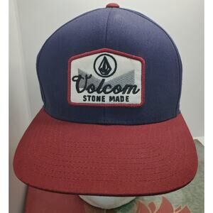 Volcom Cresticle Blue Red Snapback Stone Made Logo Patch Cotton Surf Skate City